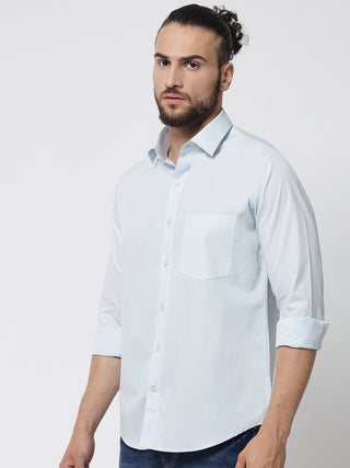 Ice Blue Colour Cotton Shirt For Men 1