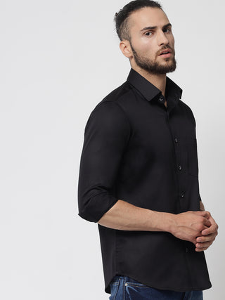 Jet Black Colour Cotton Shirt For Men 1