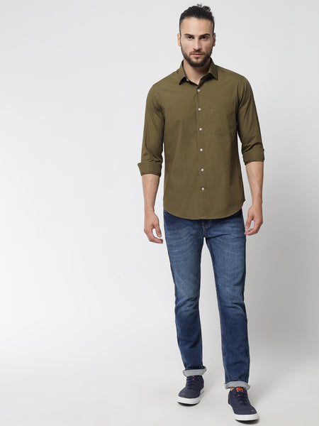 Juniper Green Colour Cotton Shirt For Men 4