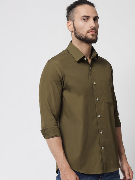 Juniper Green Colour Cotton Shirt For Men 1