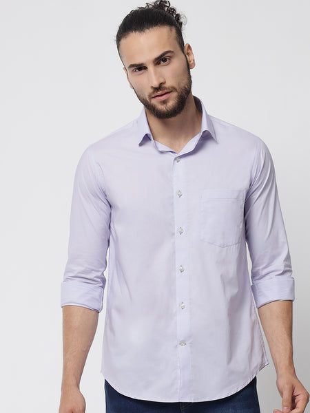 Lavender Purple Colour Cotton Shirt For Men 3