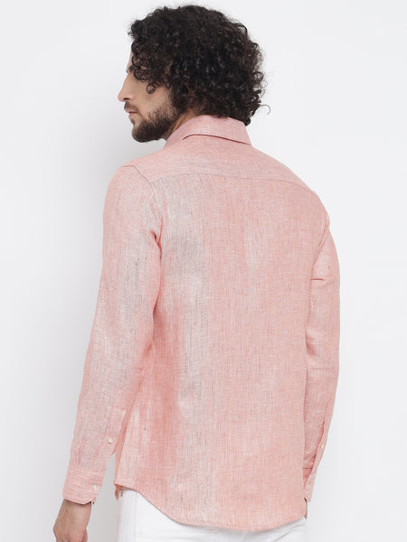 Light Red Colour Pure Linen Shirt  For Men 4