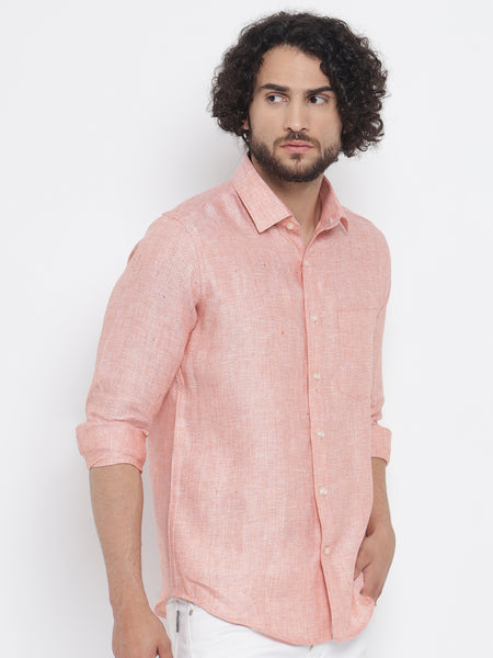 Light Red Colour Pure Linen Shirt  For Men 1