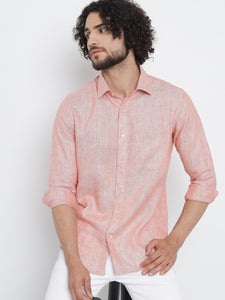 Light Red Colour Pure Linen Shirt  For Men 5