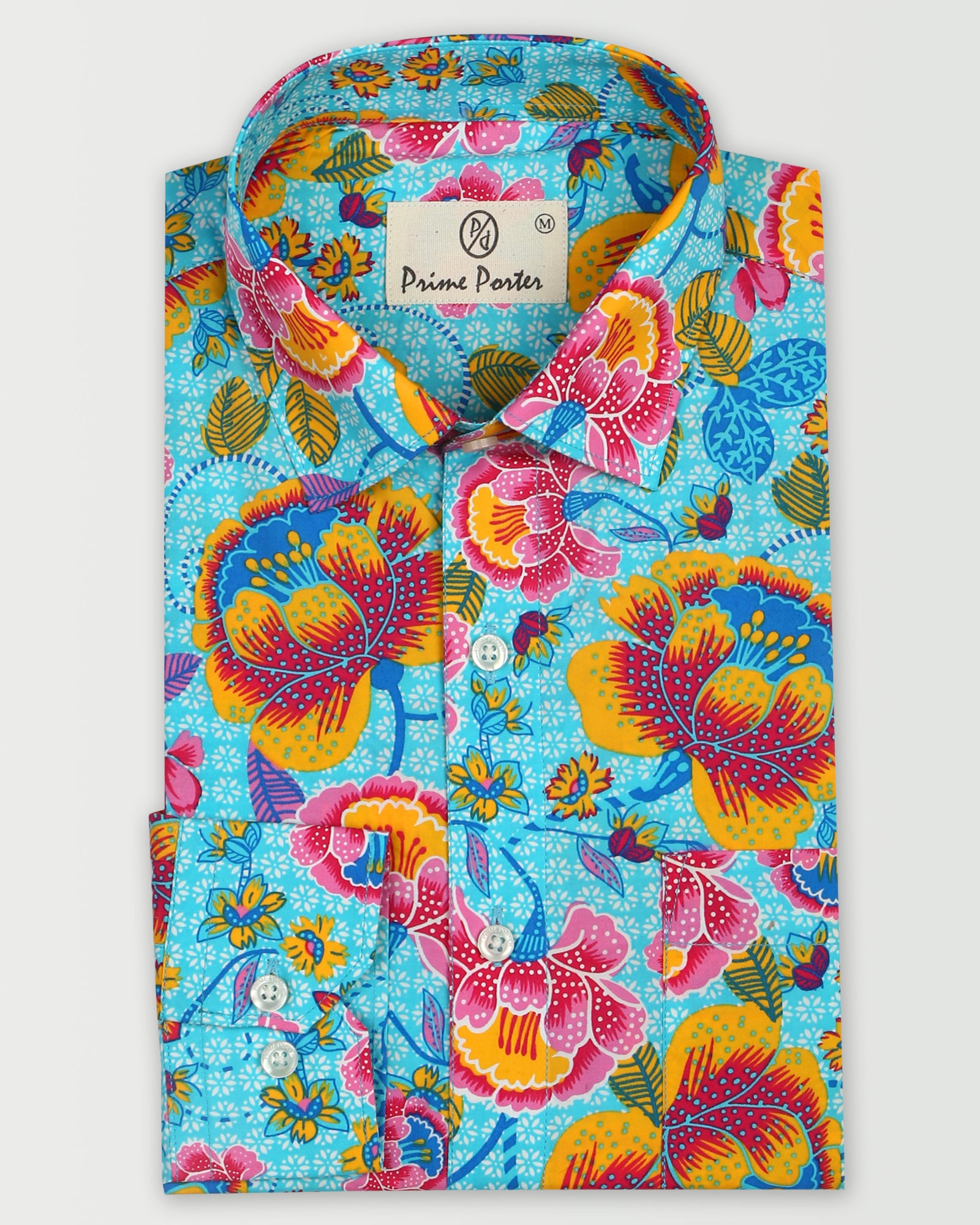 Flower Printed Pure Cotton Shirt For Men