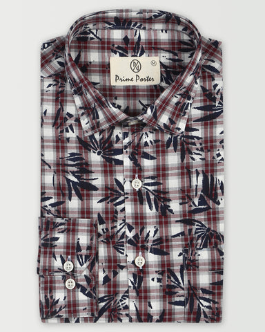 Leaflet Multicolour Printed Checkered Shirts For Men