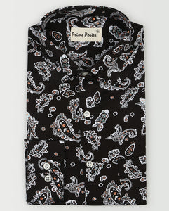 ﻿Boteh Black Colour Paisley Printed Shirt For Men