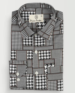 Houndstooth Black And White Check Shirts For Men