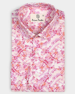 ﻿Ruby Pink Colour Tie Dye Printed Shirt For Men