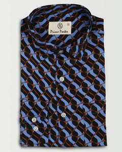 Pellet Blue Colour Abstract Printed Shirt For Men
