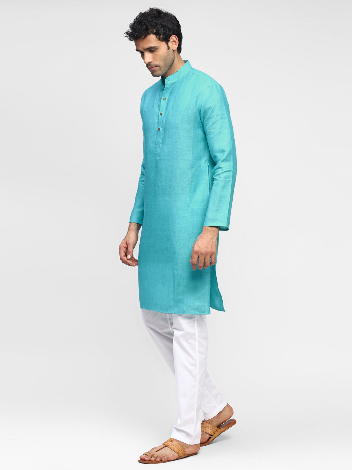 Aquamarine- Pure Linen Kurta