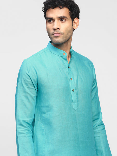 Aquamarine- Pure Linen Kurta