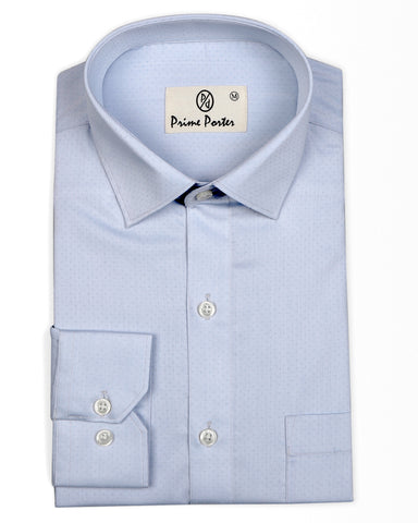 Light Blue Dobby Cotton Shirt For Men