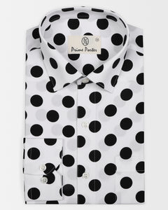 Bop Black White Polka Printed Shirt For Men