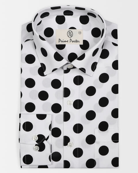 Bop Black White Polka Printed Shirt For Men