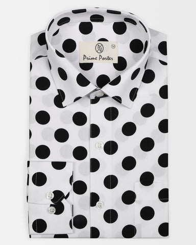 Bop Black White Polka Printed Shirt For Men