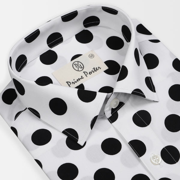 Bop Black White Polka Printed Shirt For Men 1