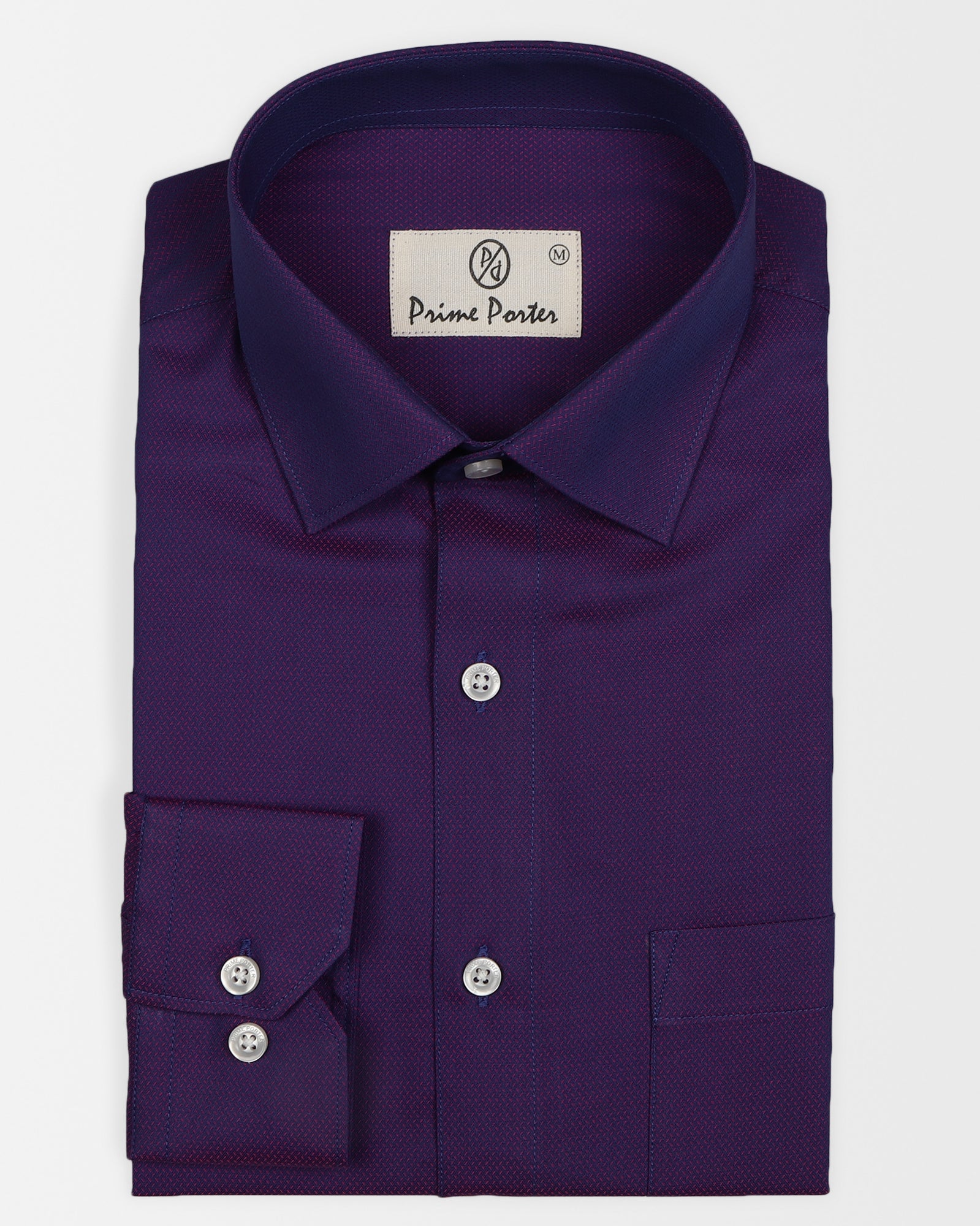 ﻿Dark Purple Dobby Cotton Shirt For Men