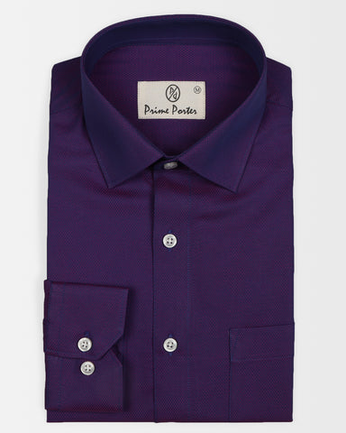 ﻿Dark Purple Dobby Cotton Shirt For Men