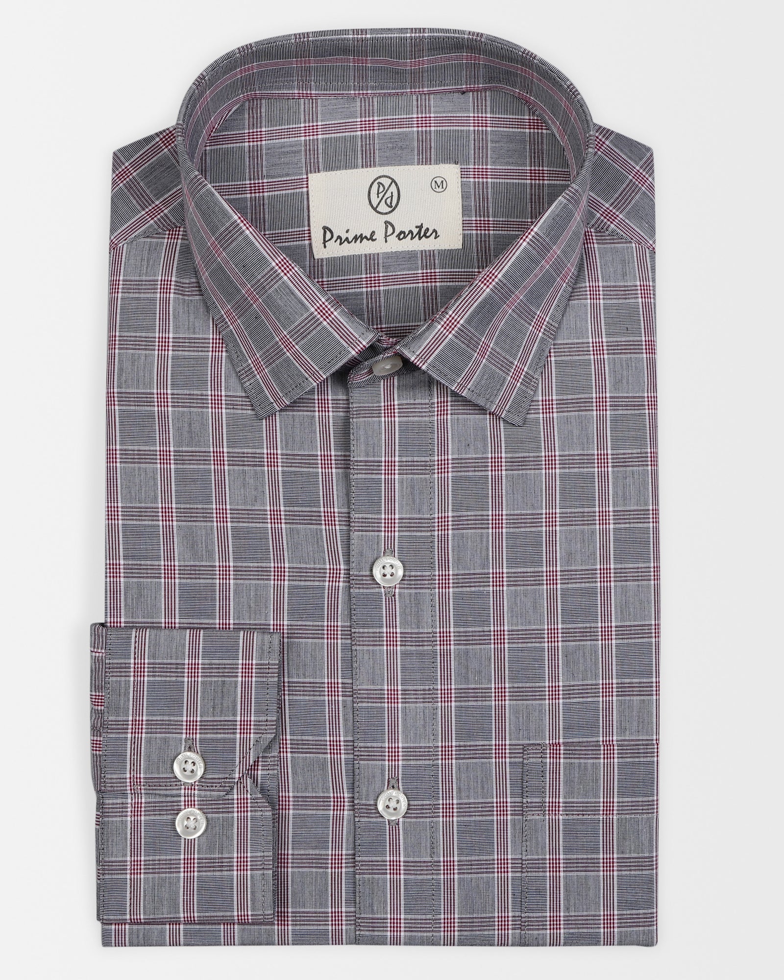 Porpoise Grey Coloured Check Shirt For Men