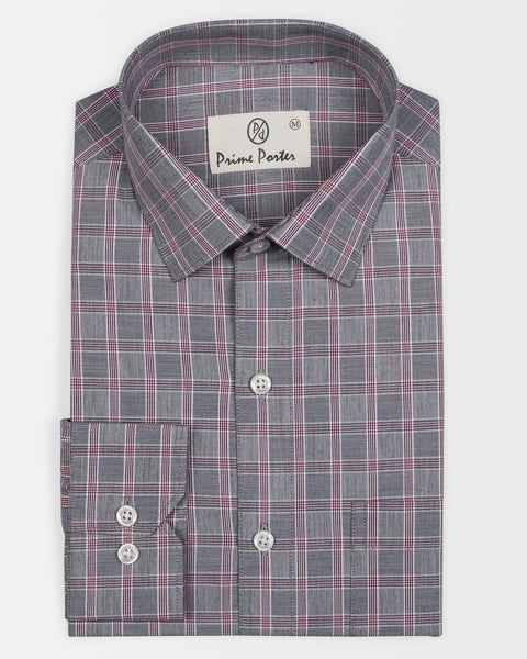 Porpoise Grey Coloured Check Shirt For Men