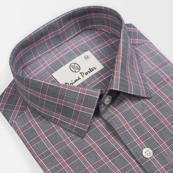 Porpoise Grey Coloured Check Shirt For Men 1