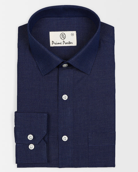 ﻿Denim Indigo Blue Coloured Cotton Shirt For Men 