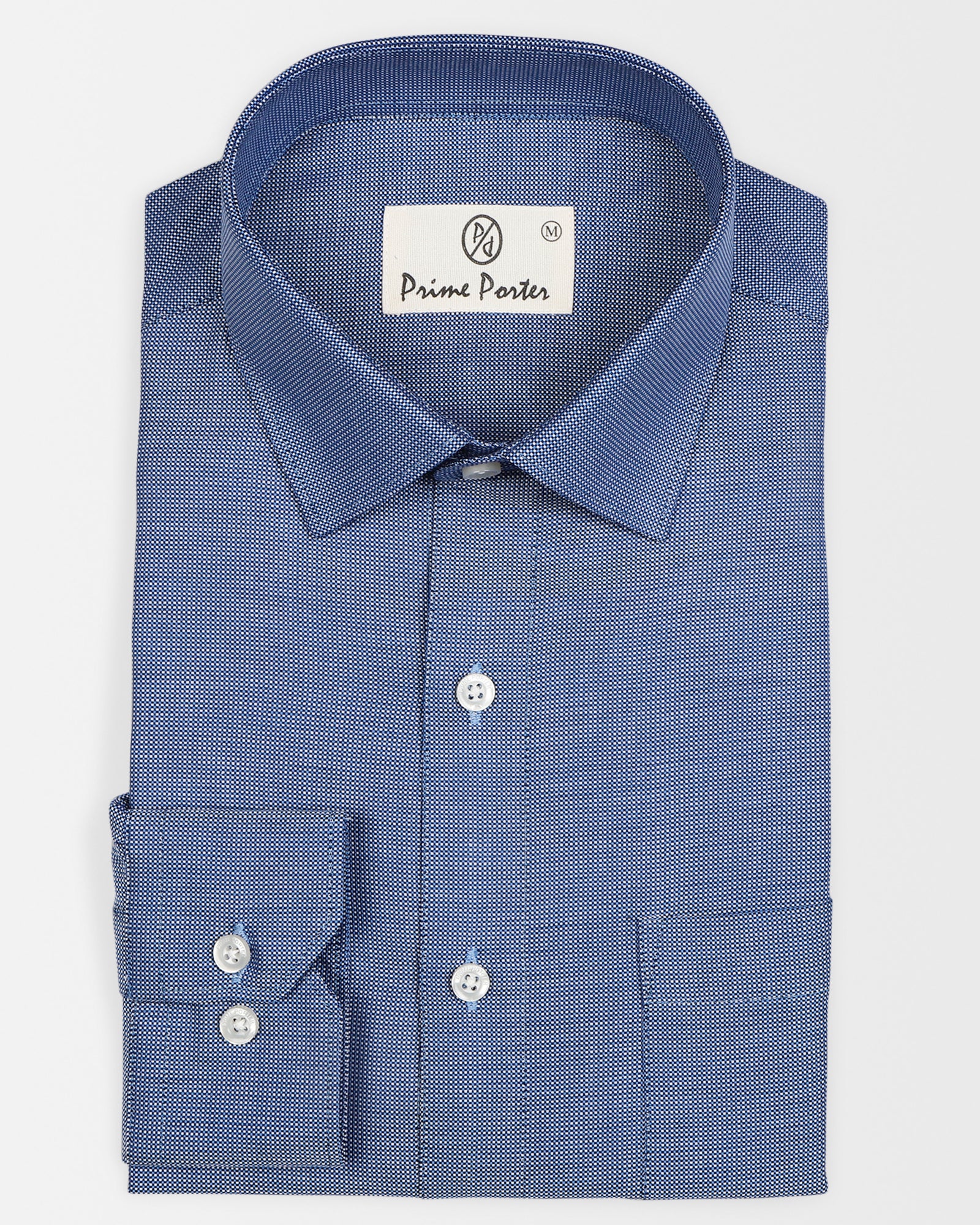 ﻿Birdseye Blue Coloured Cotton Dobby Shirt For Men