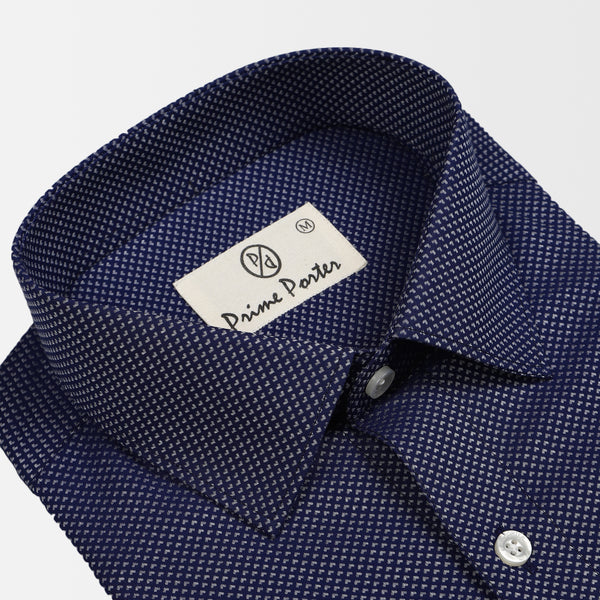 ﻿Indigo Blue Coloured Dobby Shirt For Men 1