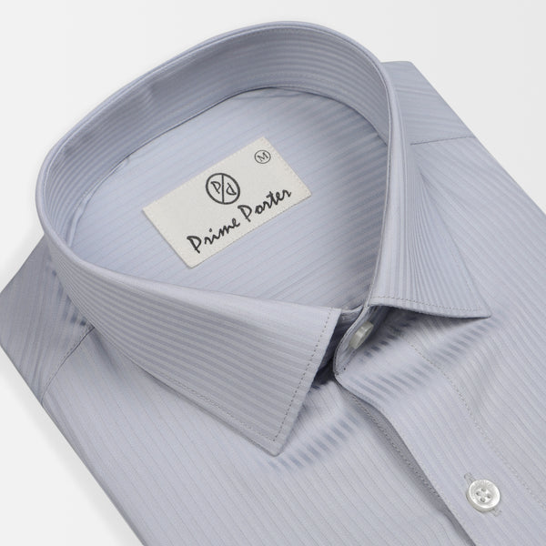 ﻿Light Grey Coloured Self Striped Cotton Shirt For Men 1