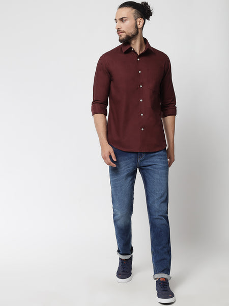 Maroon Colour Cotton Shirt For Men 1