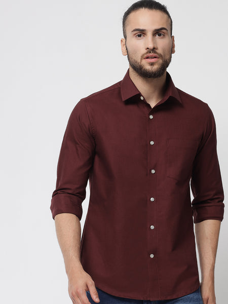 Maroon Colour Cotton Shirt For Men 3