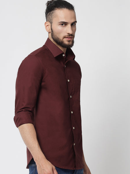 Maroon Colour Cotton Shirt For Men 4