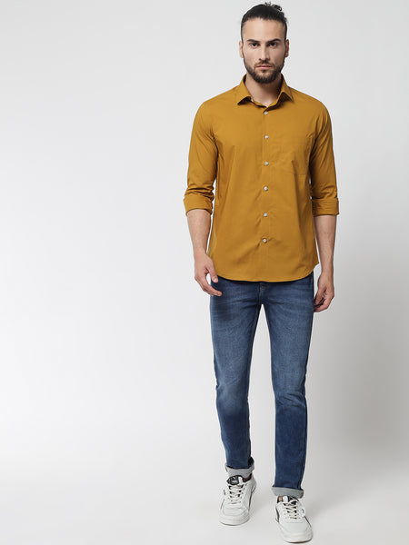 Medallion Yellow Colour Cotton Shirt For Men 1