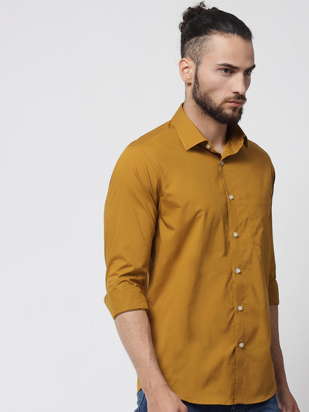 Medallion Yellow Colour Cotton Shirt For Men 3