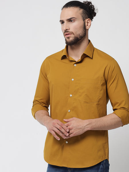 Medallion Yellow Colour Cotton Shirt For Men 4