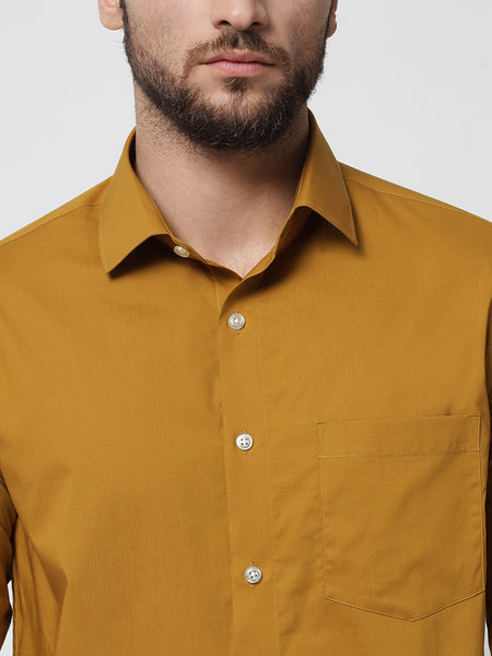 Medallion Yellow Colour Cotton Shirt For Men 5