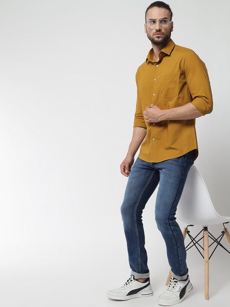 Medallion Yellow Colour Cotton Shirt For Men 6