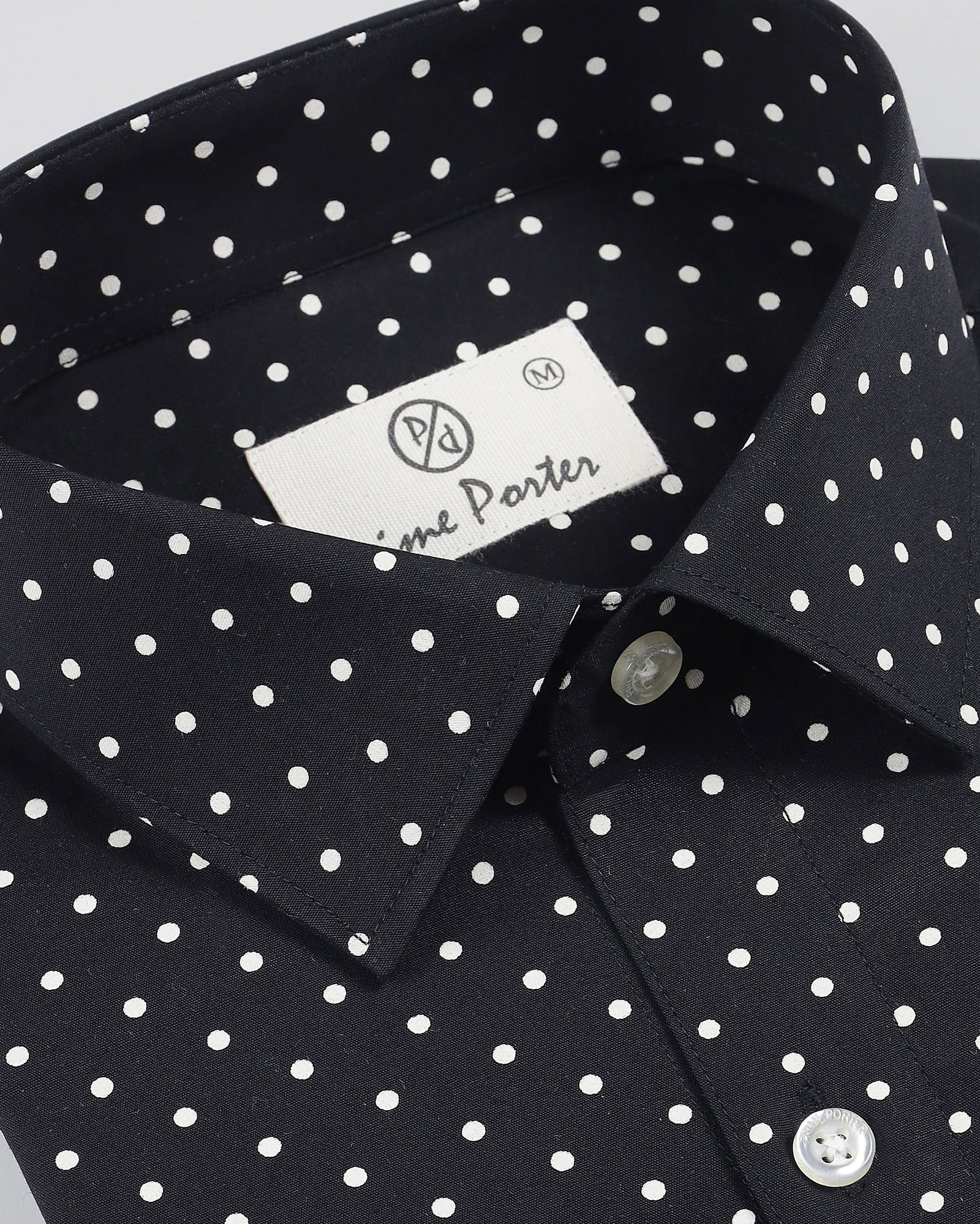 Molecule Black Polka Dot Printed Shirt For Men Prime Porter
