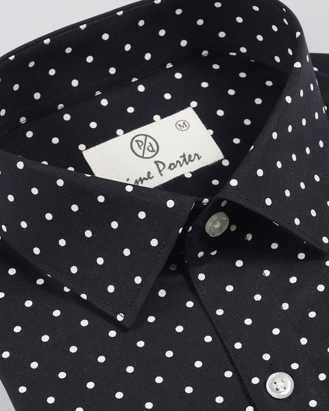 Molecule Black Polka Dot Printed Shirt For Men 1