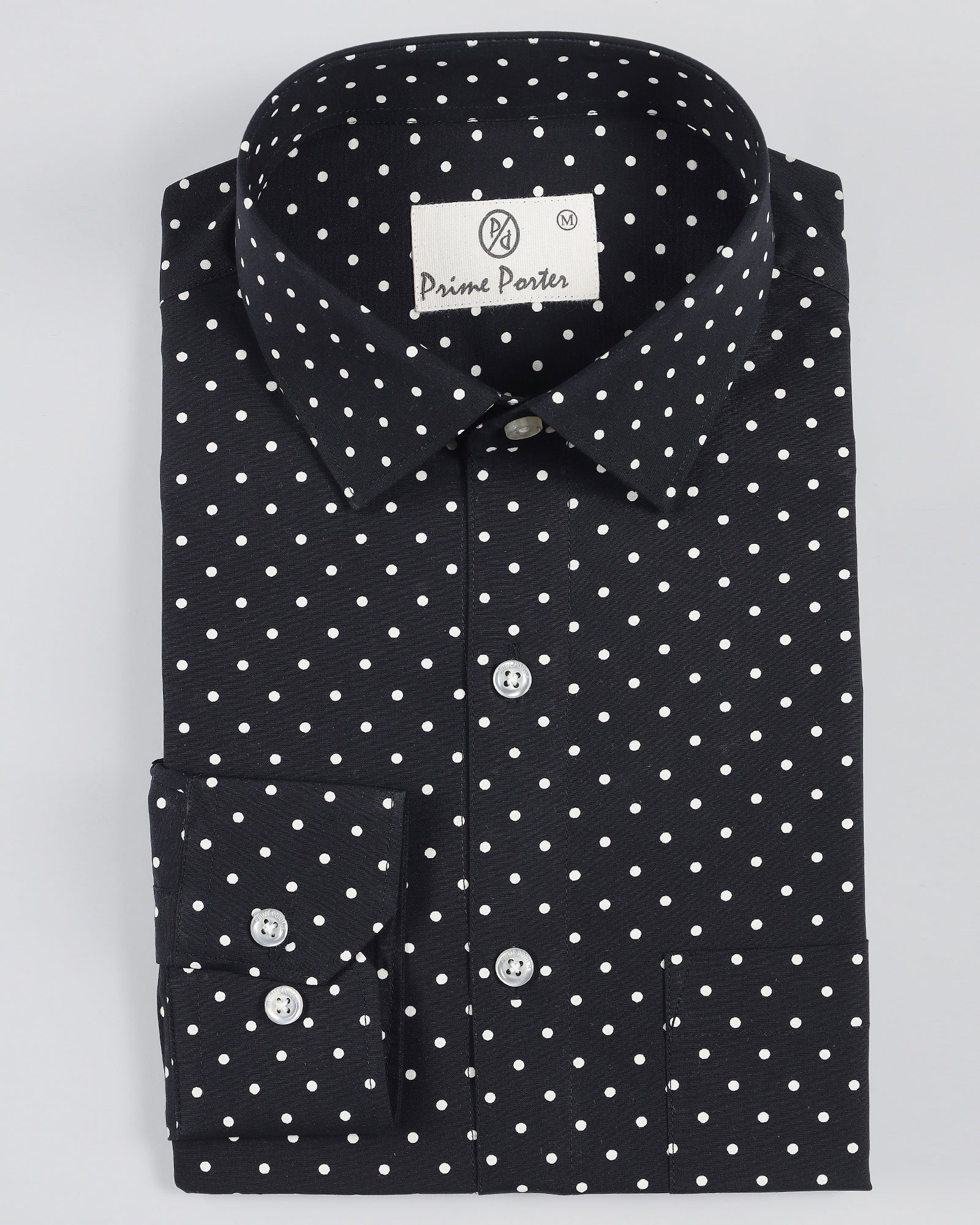 Molecule Black Polka Dot Printed Shirt For Men