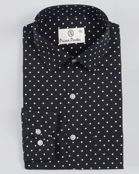 Molecule Black Polka Dot Printed Shirt For Men