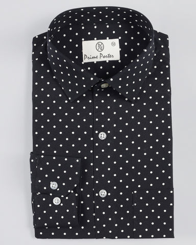 Molecule Black Polka Dot Printed Shirt For Men