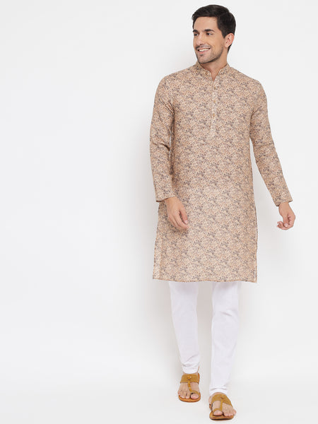 Nafs Pure Linen Printed Kurta For Men 