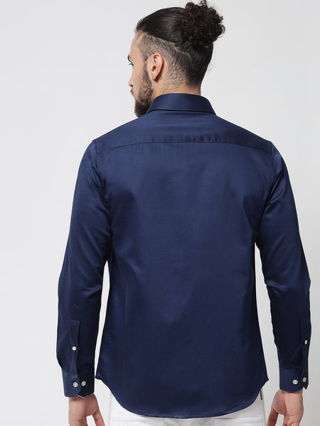 Navy Blue Colour Cotton Shirt For Men 2