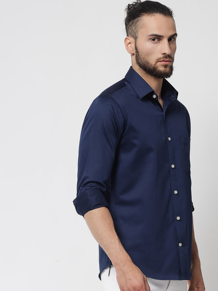 Navy Blue Colour Cotton Shirt For Men 4