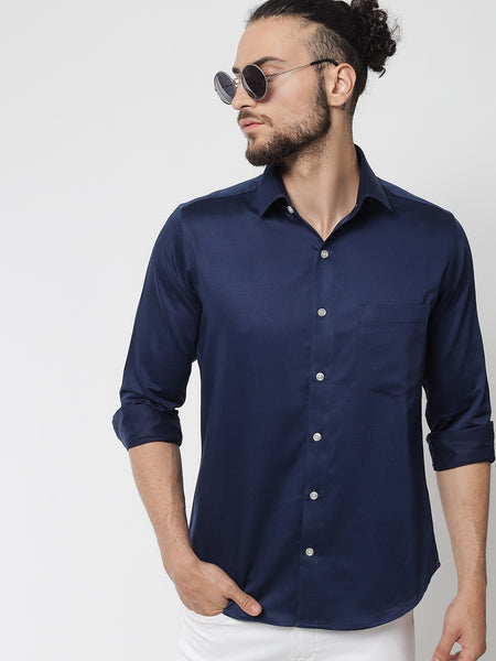 Navy Blue Colour Cotton Shirt For Men 5