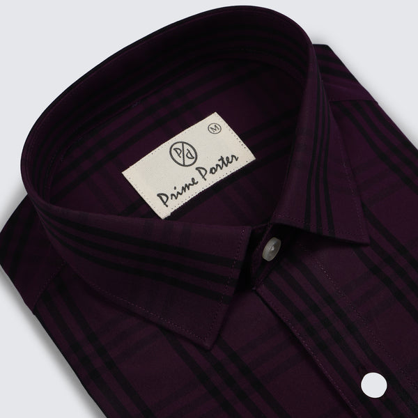 Rasin Dark Purple Coloured Cotton Check Shirt For Men 1