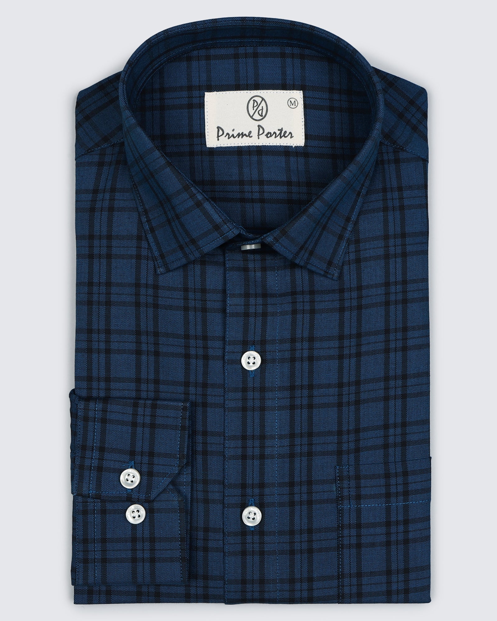 Cobalt Blue Coloured Cotton Check Shirt For Men