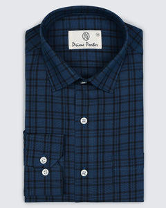 Cobalt Blue Coloured Cotton Check Shirt For Men
